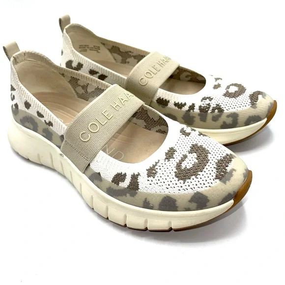 Cole Haan Zerogrand Flex Mary Jane Slip-On Ivory/White Cap Grey/Walnut Leopard - Picture 2 of 9